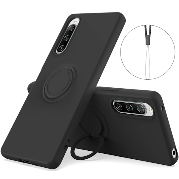 SKALO Sony Xperia 10 V Ultraohut silikonikuori rengas - Musta Black