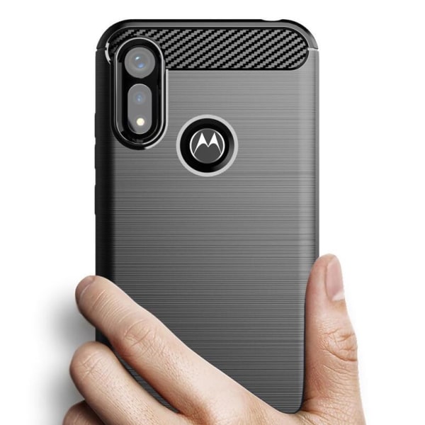 SKALO Motorola Moto E6i Armor Carbon Iskunkestävä TPU suojakuori Red
