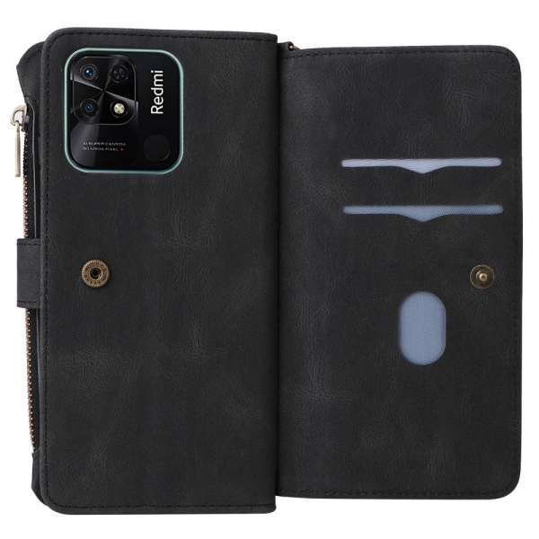 SKALO Xiaomi Redmi 10C Big Wallet 17-FACK Plånboksfodral - Svart Svart