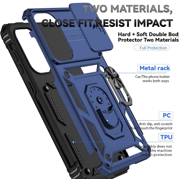SKALO Samsung A56 5G Armor Metallirengas Kameraliukusuoja Suojakuori - Sininen Blue
