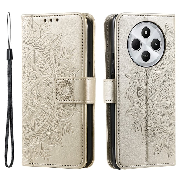 SKALO Xiaomi Redmi 14C Mandala Flip Cover - Guld Gold