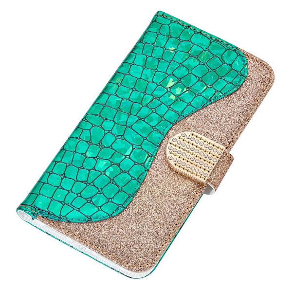 SKALO Samsung S22 Croco Glitter Plånboksfodral - Grön Green