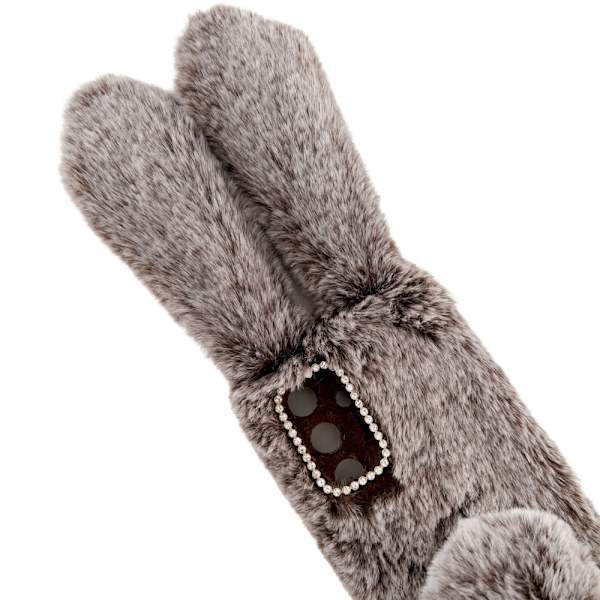 SKALO Samsung S24 3D Soft Furry Bunny Ears Cover - Grå Grey