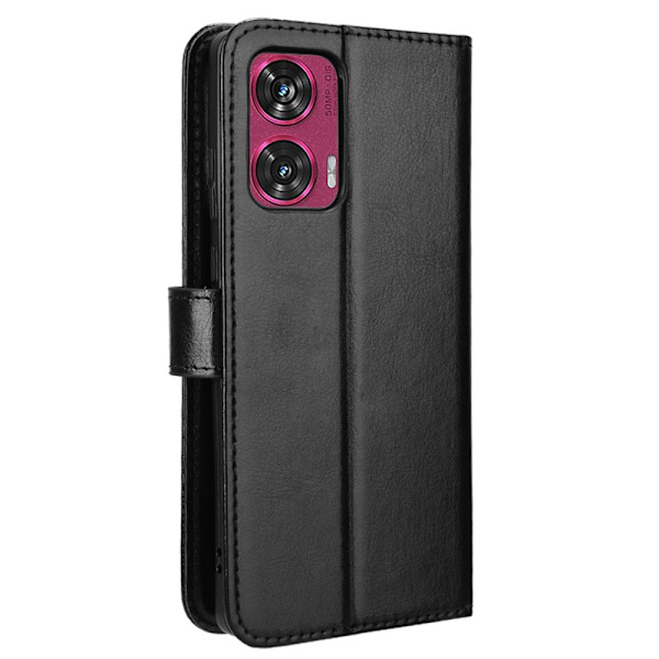 SKALO Motorola Edge 50 Fusion PU-Läder Plånboksfodral - Fler färger Svart