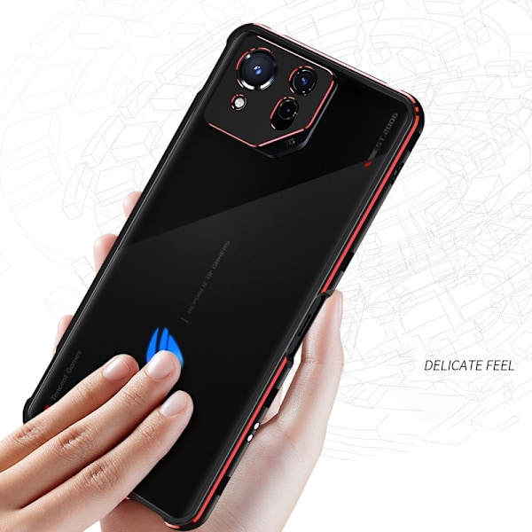SKALO Asus ROG Phone 8 Pro 5G Premium Metallskal/ram med kamera skydd - Svart Svart