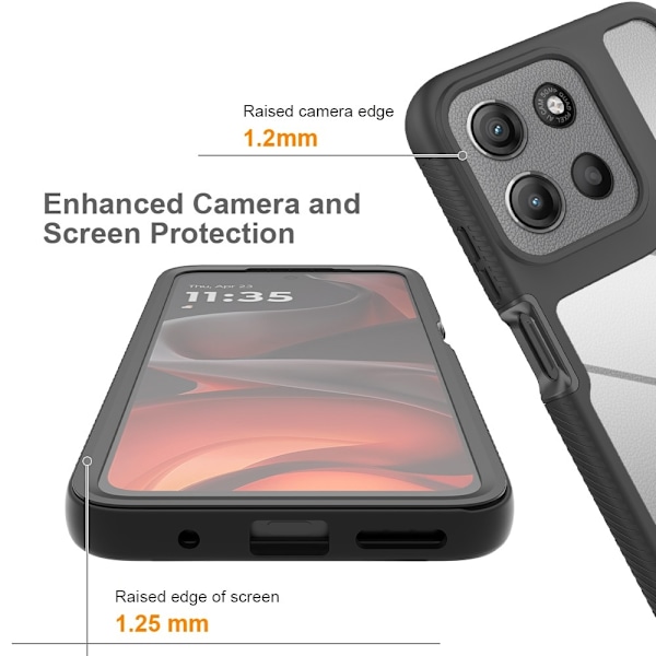 SKALO Motorola Moto G05 Shockproof Clear Hybrid+Näytönsuoja Suojakuori - Musta Black