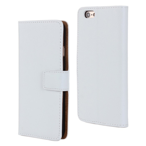 SKALO iPhone 6/6S Plus Flip Cover m. Pung i Ægte Læder - Vælg farve Brown