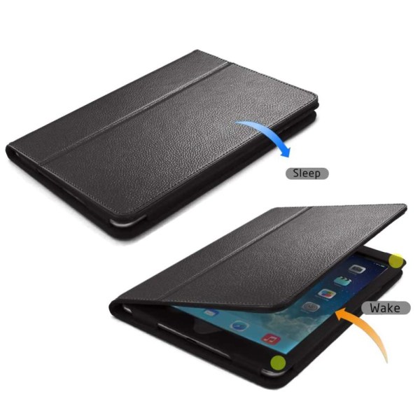 SKALO iPad Pro 12.9 (Gen 4/5/6) Duofold Litchi Flip Cover - Sort Black
