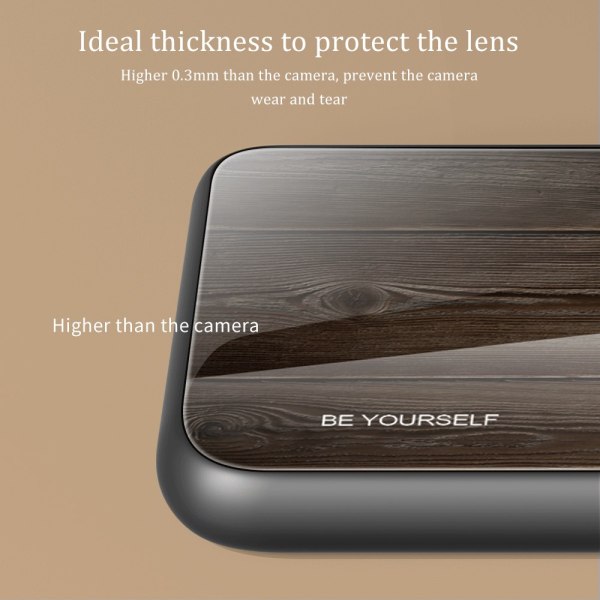 SKALO Samsung A15 5G Wood Härdat Glas TPU-skal - Röd Röd