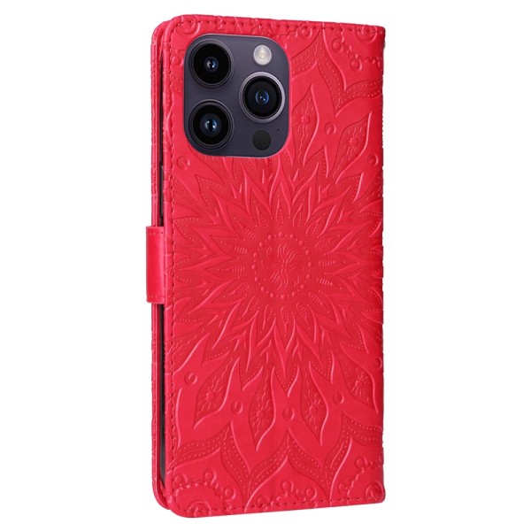 SKALO iPhone 15 Pro Max Mandala Flip Cover - Rød Red