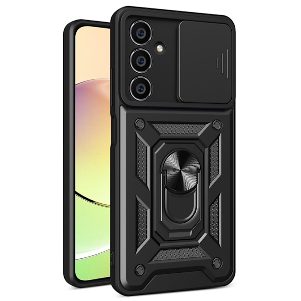 SKALO Samsung A05s 4G Armor hybridi metallirengas kameran liukusäädin - Musta Black