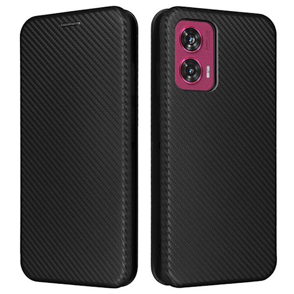 SKALO Motorola Edge 50 Fusion Carbon Fiber Lompakkokotelo - Musta Black