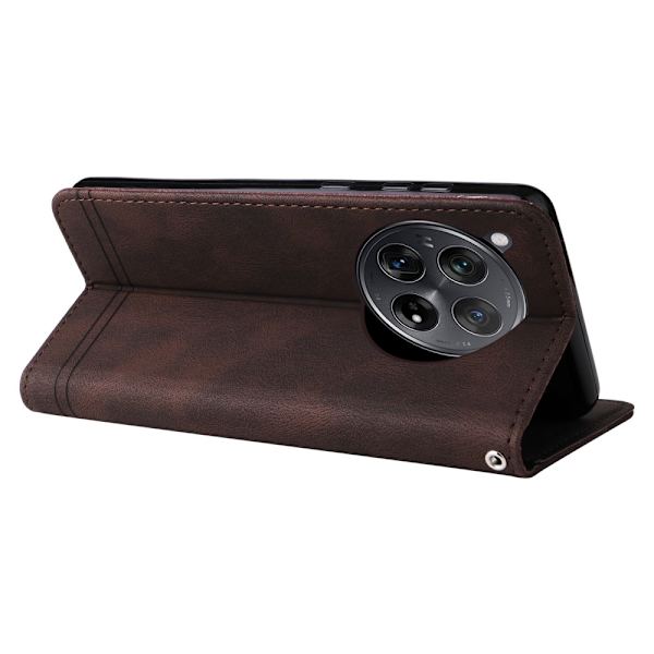 SKALO OnePlus 12R 5G Flip Cover m. pung i PU-læder - Brun Brown