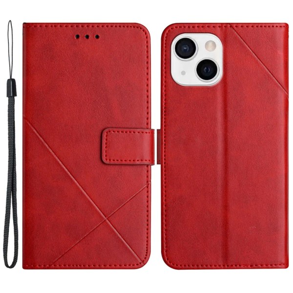 SKALO iPhone 15 Embossed Plånboksfodral i PU-Läder - Röd Röd