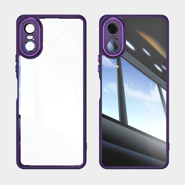 Sony Xperia 10 VI SKALO Silky Touch TPU + Akryl-metalknapper Cover - Mørk lilla Dark purple