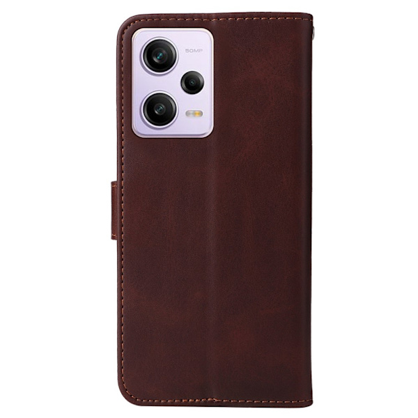 SKALO Xiaomi Redmi Note 12 Pro 5G Flip Cover m. pung i PU-læder - Brun Brown