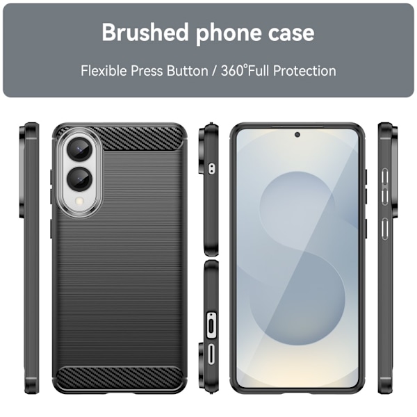SKALO Samsung S25 Edge Armor Carbon Cover - Vælg farve Black