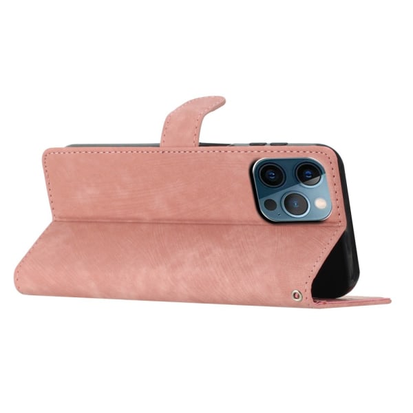 SKALO iPhone 15 Pro Max Lompakkokotelo PU-nahkaa - Ruusukulta Pink gold