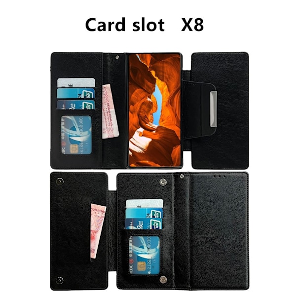 SKALO Samsung S25+ 2-in-1 Magnetiskt Avtagbart Plånboksfodral - Svart Svart