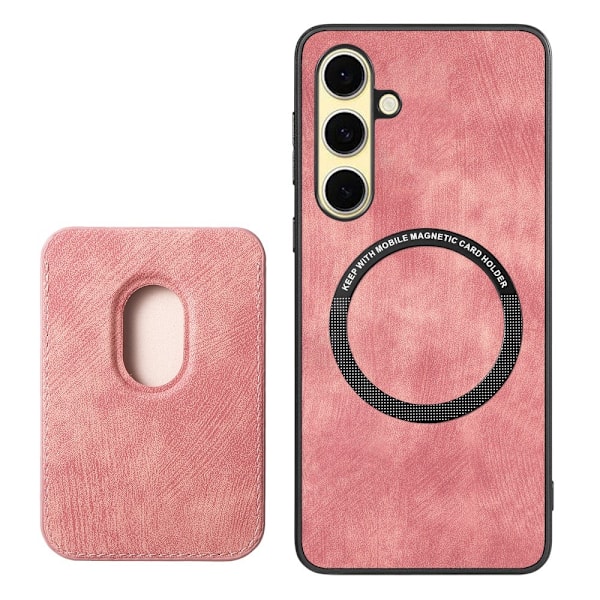 SKALO Samsung A56 5G PU-læder magnetisk kortholder Cover - Pink Pink