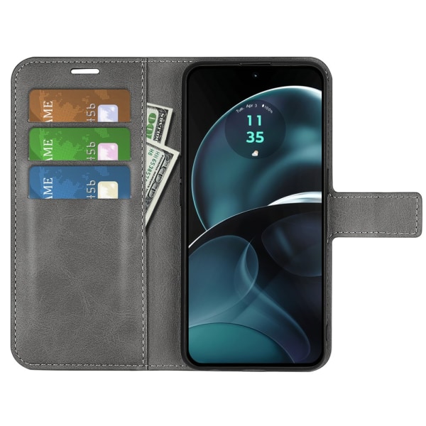 SKALO Motorola Moto G14 Premium Wallet Flip Cover - Grå Grey