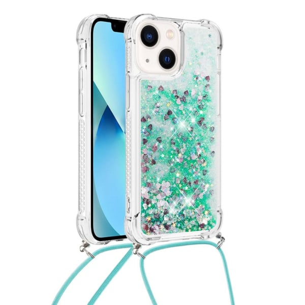 SKALO iPhone 14 Juoksuhiekka Glitter Mobile kaulapanta - Turkoos Turquoise