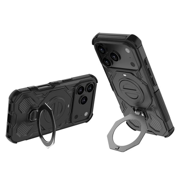 SKALO Armor Roterbar Ring Cover til iPhone 17 Pro Max - Sort Black