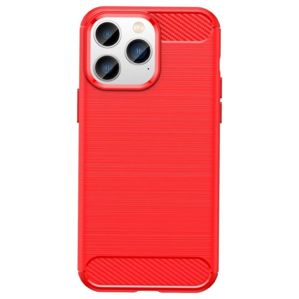 SKALO iPhone 14 Pro Armor Carbon Iskunkestävä TPU suojakuori - V Red