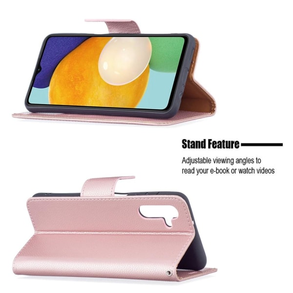 SKALO Samsung A13 5G Premium Litchi Flip Cover - Rosa guld Pink gold