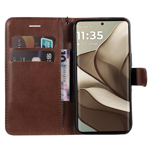 SKALO Motorola Edge 50 5G PU-læder Pungetui - Vælg farve Brown