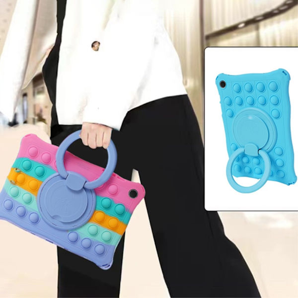 SKALO Samsung Tab A9 Stöttåligt Armor Popit Silikon Skal - Rainbow multifärg