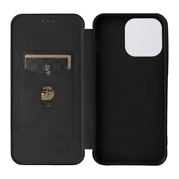 SKALO iPhone 16 Pro Max Carbon Fiber Lompakkokotelo - Musta Black