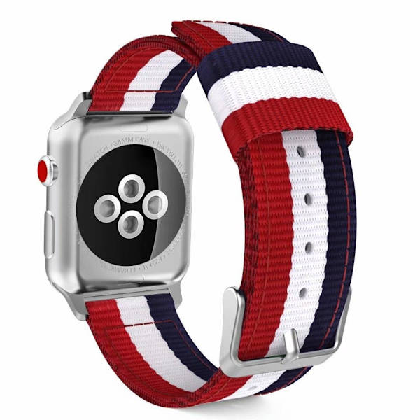 SKALO Nato-ranneke Metallilukolla Apple Watch Series 1-3 42mm - Punainen-Valkoinen-Sininen Multicolor