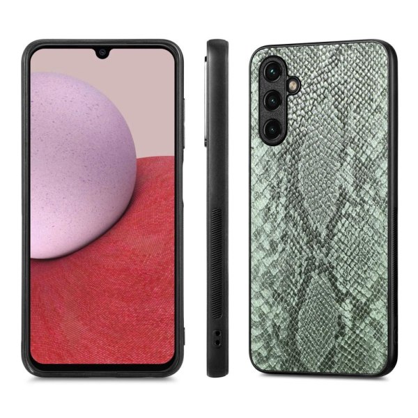 SKALO Samsung A14 4G/5G Snakeskin PU-nahka hybridi Suojakuori - Green