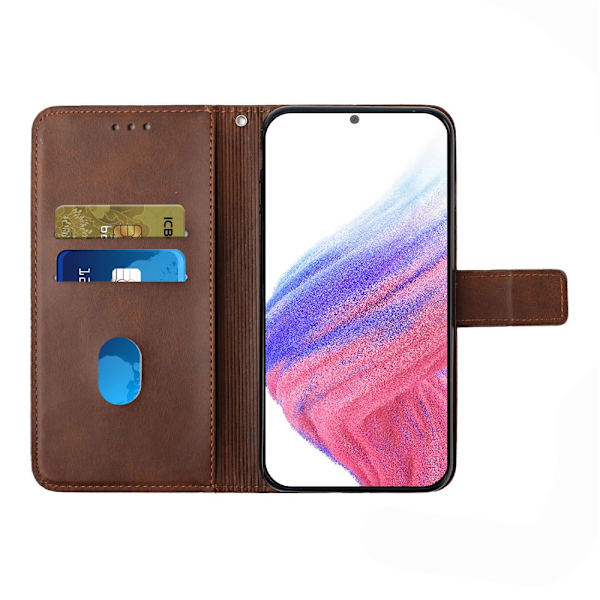 SKALO Samsung A54 5G Embossed Plånboksfodral i PU-Läder - Mörkbrun Mörkbrun