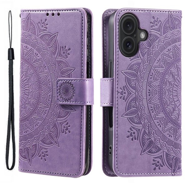 SKALO iPhone 16 Mandala lompakkokotelo - Violetti Purple