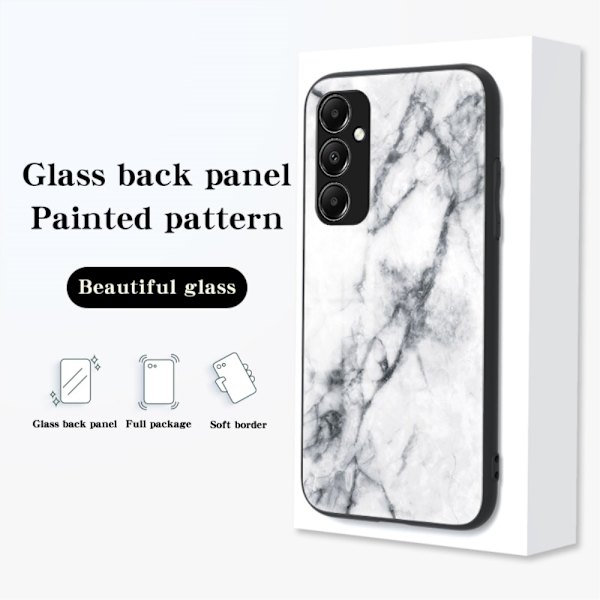 SKALO Samsung A05s 4G Marmor hærdet glas TPU Cover - #2 Multicolor