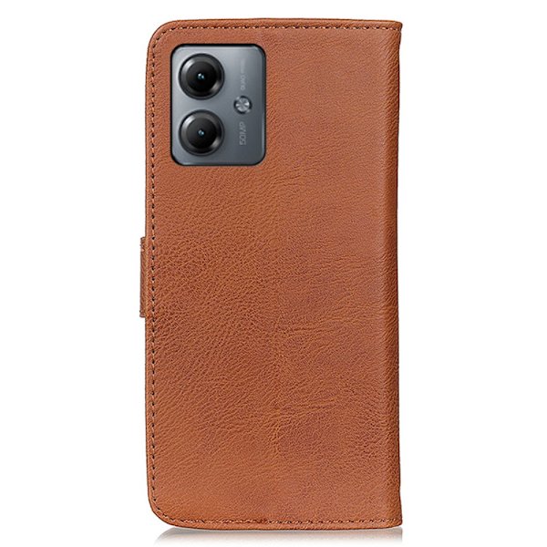 SKALO Motorola Moto G14 KHAZNEH Premium Pungetui i PU-læder - Brun Brown
