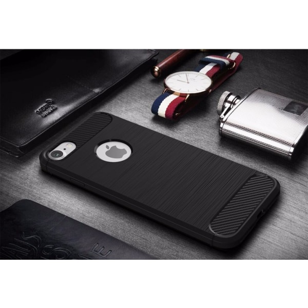 SKALO iPhone 7/8 Armor Carbon Iskunkestävä TPU suojakuori - Vali Black