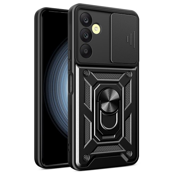 SKALO Samsung A25 5G Armor hybridi metallirengas kameran liukusäädin - Musta Black