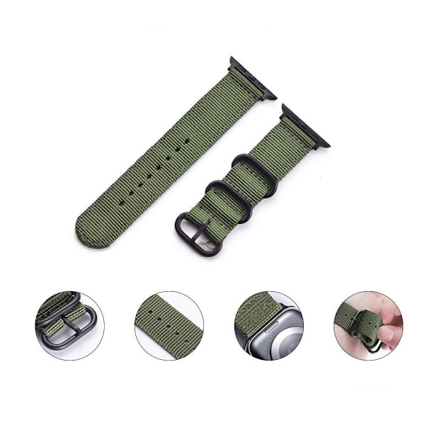 SKALO Nato-ranneke Nylon Apple Watch Series 1-3 42mm - Valitse väri Green