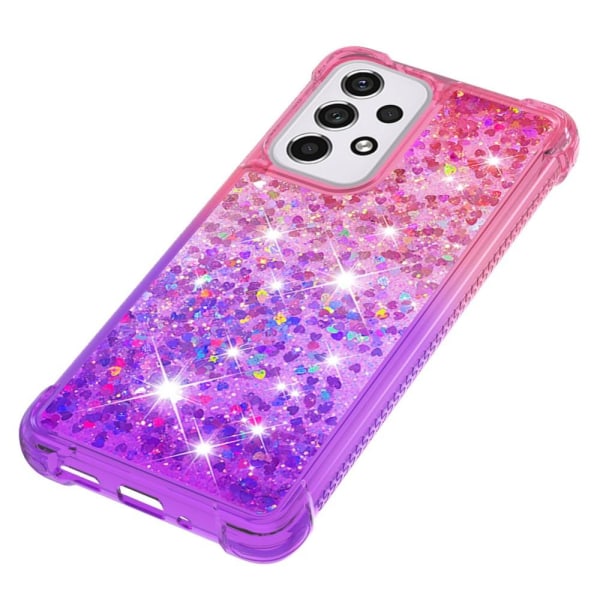SKALO Samsung A33 5G Kvicksand Glitter Hjärtan TPU-skal - Rosa-Lila multifärg