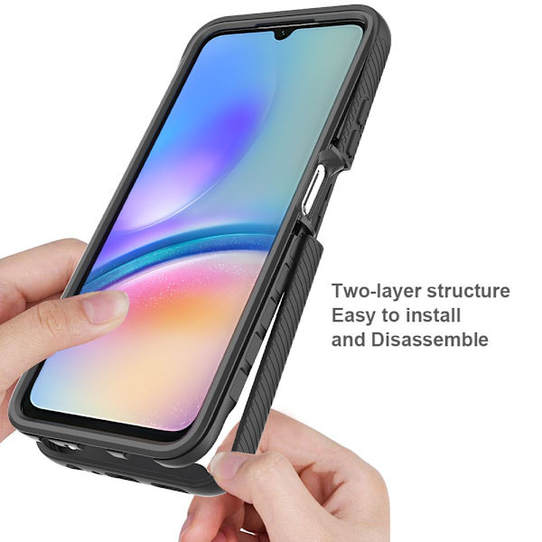 SKALO Samsung A05s 4G Iskunkestävä Clear Hybridi Suojakuori - Musta Black