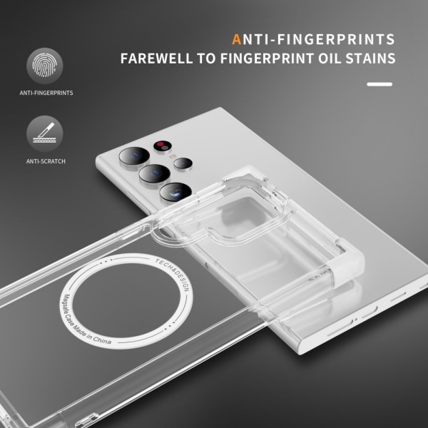 SKALO Samsung S24 Ultra Ekstra stærk magnetisk ring Bumper TPU-c White