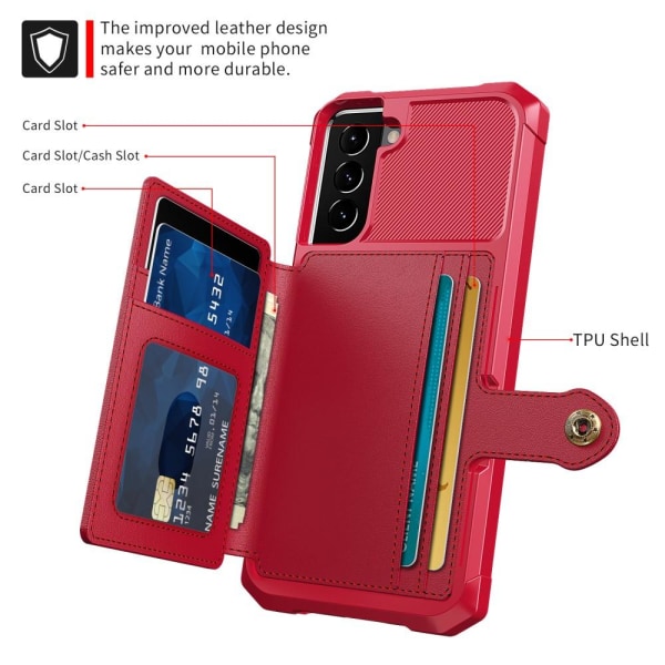SKALO Samsung S22 Stöttåligt Skal med Plånbok - Röd Röd