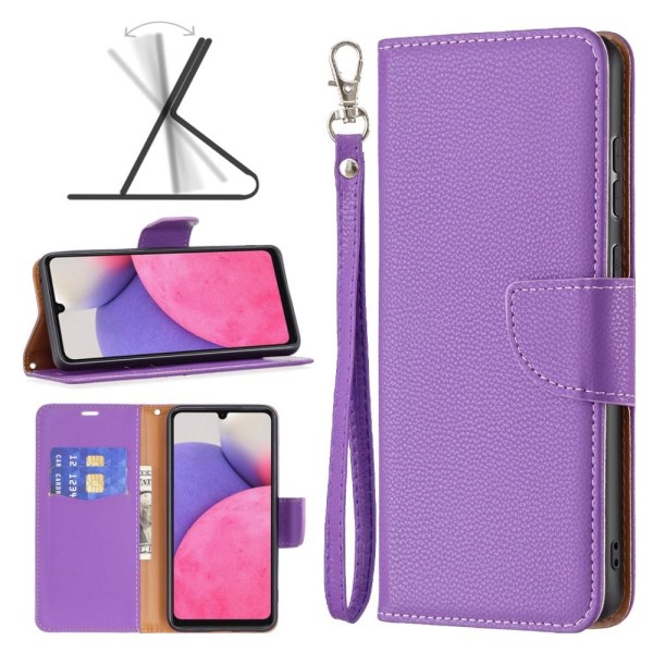 SKALO Samsung A33 5G Premium Litchi Flip Cover - Lilla Purple
