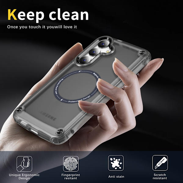 SKALO Samsung S24 Transparent TPU Magnet/Metal Cover - Sort Black