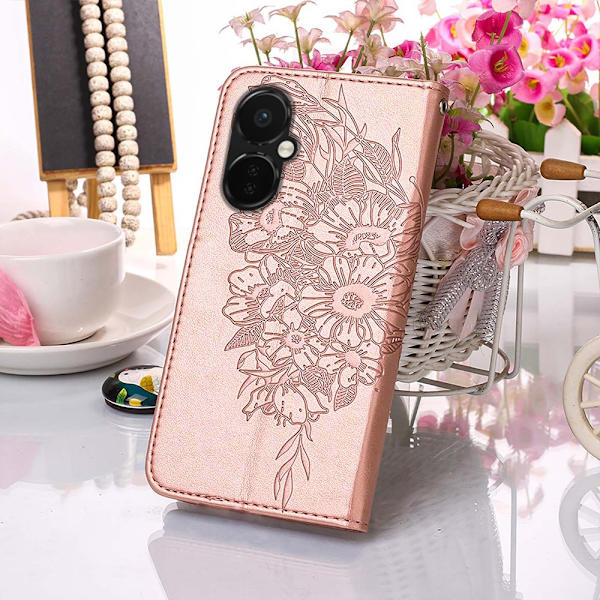 SKALO OnePlus Nord CE 3 Lite 5G Mandala Butterfly lompakkokotelo - Ruusukulta Pink gold