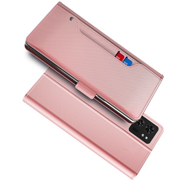 SKALO Motorola Edge 40 5G Kortholder Mirror Flip Cover - Rosa guld Pink gold