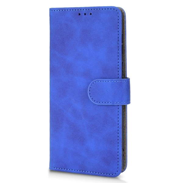 SKALO Motorola Moto E32/E32s Matt PU Nahka lompakkokotelo - Sini Blue